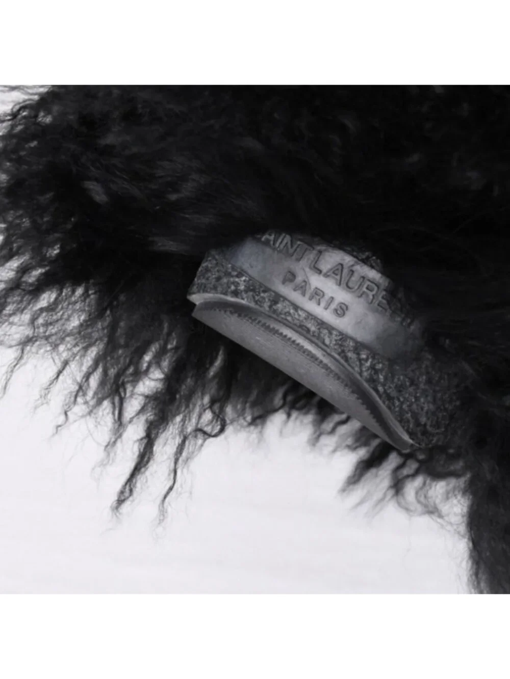 Saint Laurent Fur Boots Black Furry Mongolian Lamb Ankle